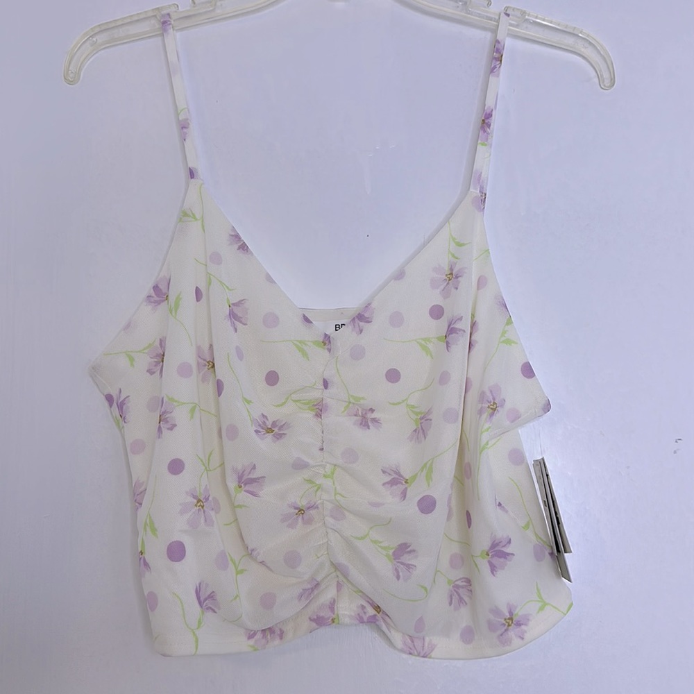 NWT BP Ruched V-Neck Crop Top, Size Large